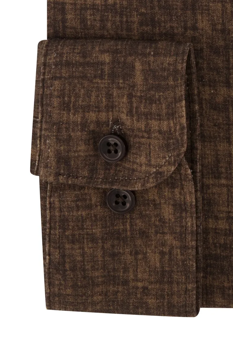 Blue Industry casual overhemd slim fit bruin geprint katoen