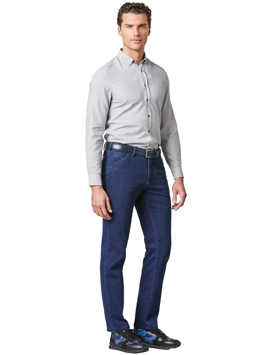 jeans Meyer blauw effen katoen, polyester, stretch, wol Chicago
