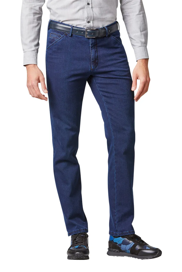 jeans Meyer blauw effen katoen, polyester, stretch, wol Chicago