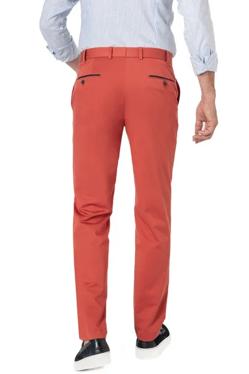 Hiltl katoenen broek Peaker-S normale fit rood effen