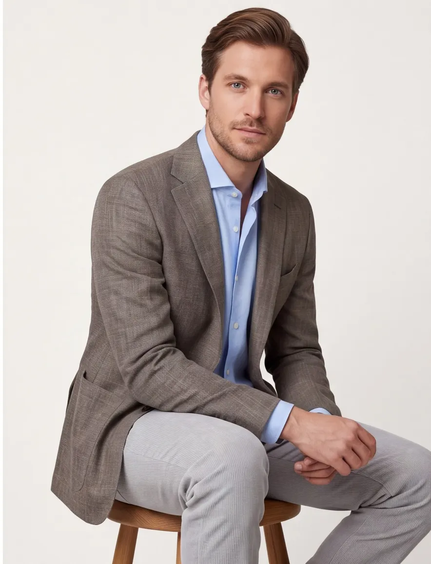 Carl Gross colbert grijs geruit wol normale fit