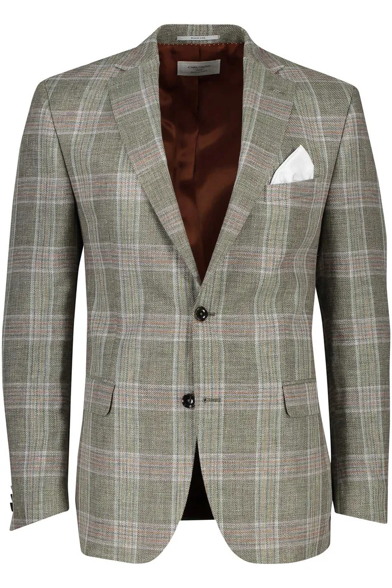 Carl Gross Modern Fit colbert Sakko zeegroen geruit