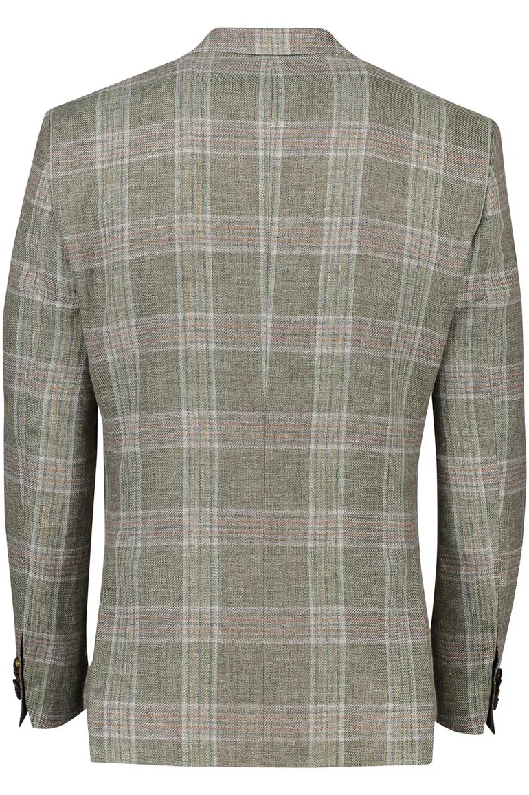 Carl Gross Modern Fit colbert Sakko zeegroen geruit