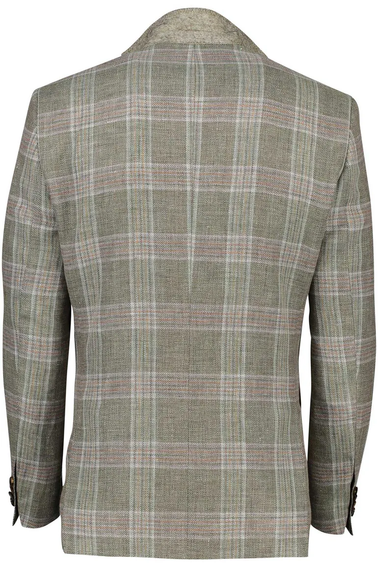 Carl Gross Modern Fit colbert Sakko zeegroen geruit