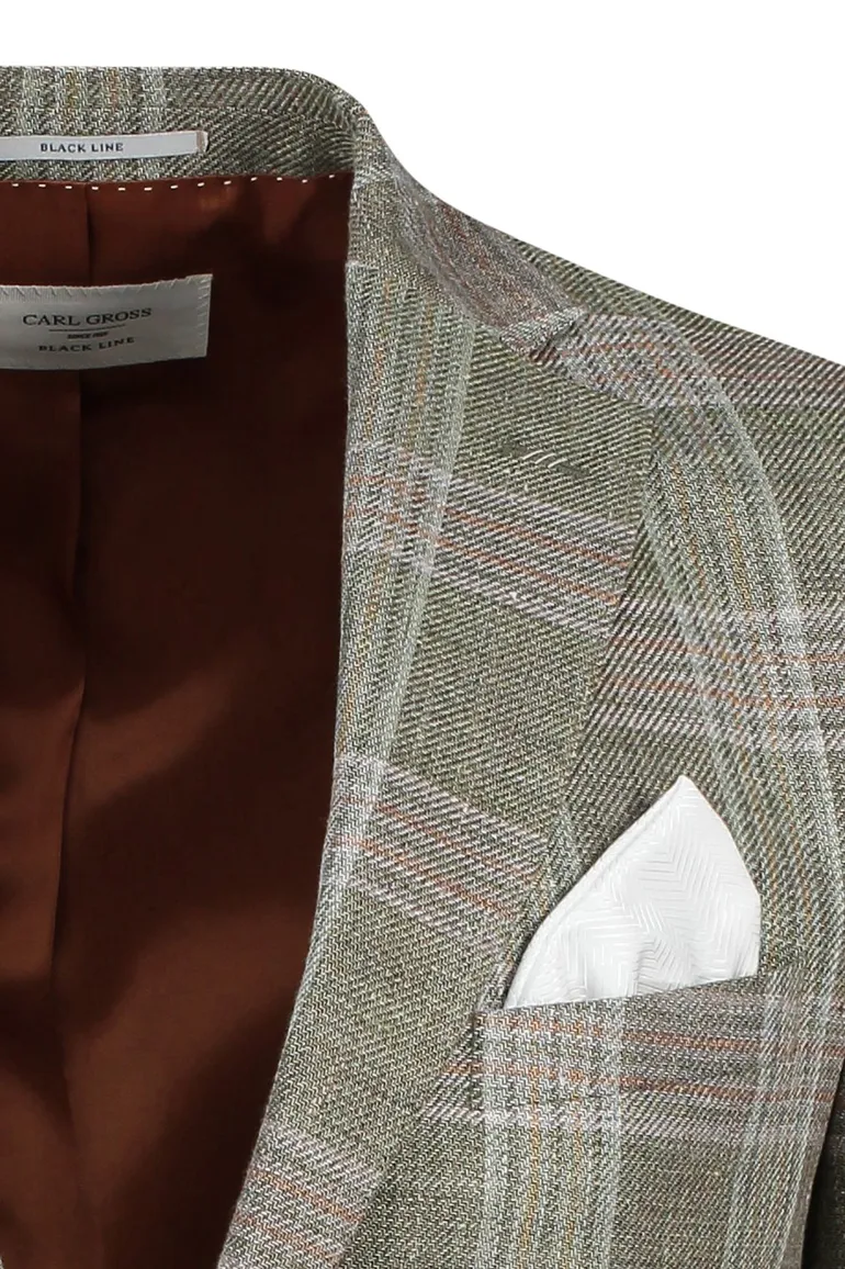 Carl Gross Modern Fit colbert Sakko zeegroen geruit