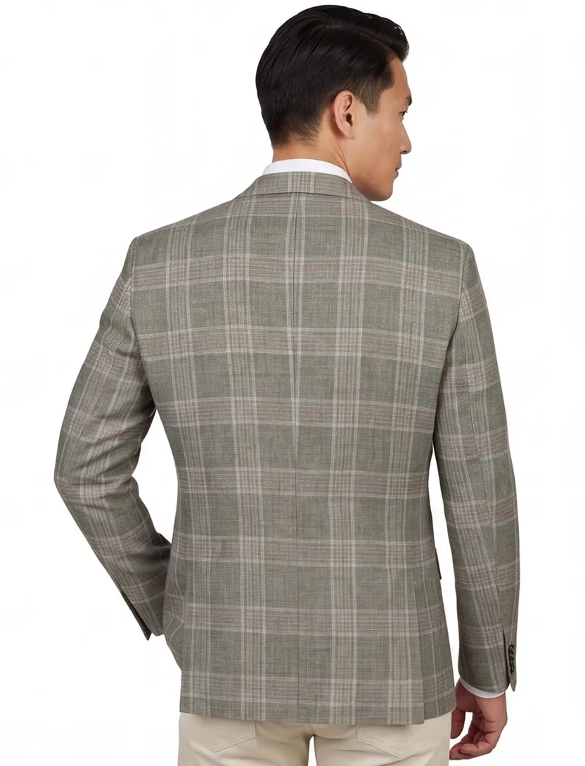 Carl Gross Modern Fit colbert Sakko zeegroen geruit