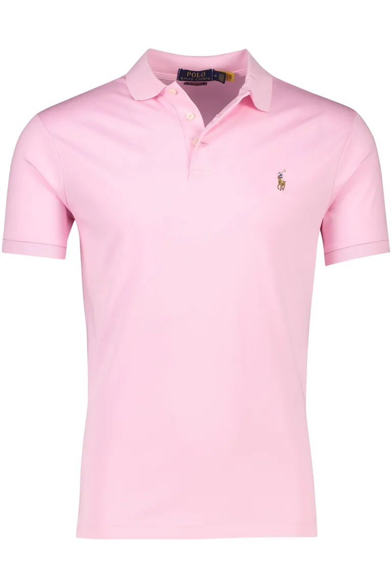 polo Polo Ralph Lauren Custom Slim Fit roze effen katoen normale fit