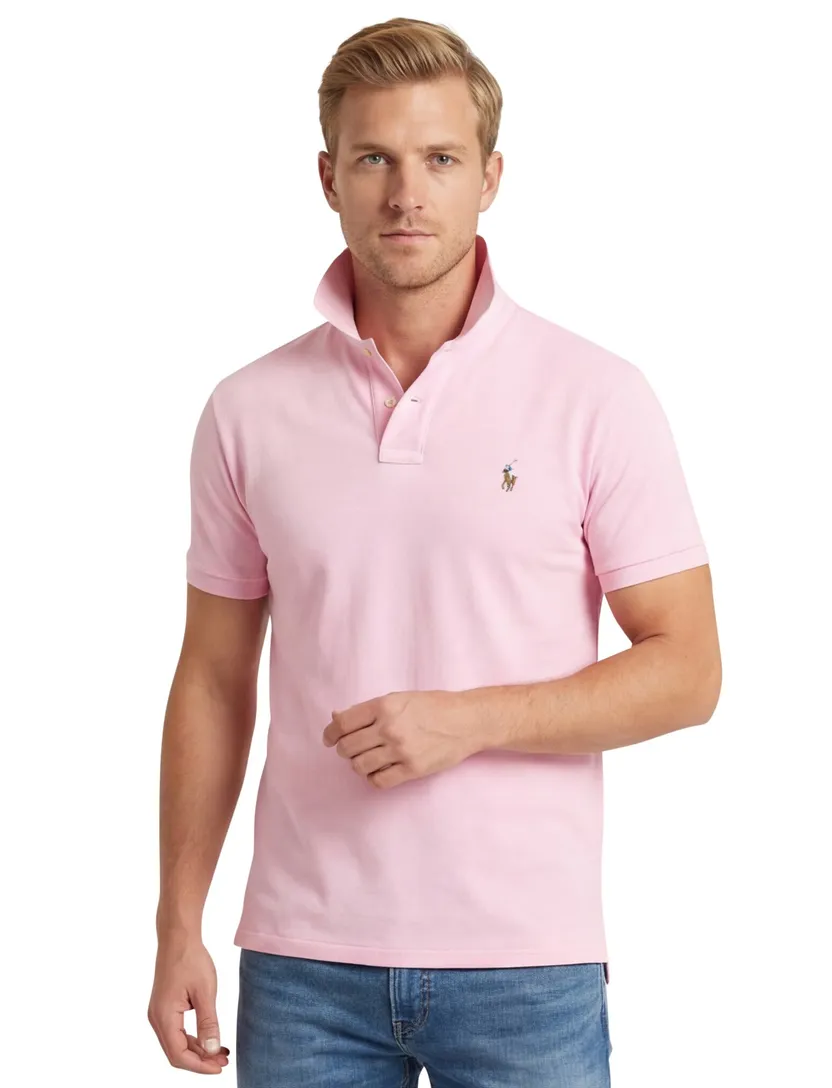 Roze Polo Ralph Lauren polo Custom Slim Fit effen katoen normale fit