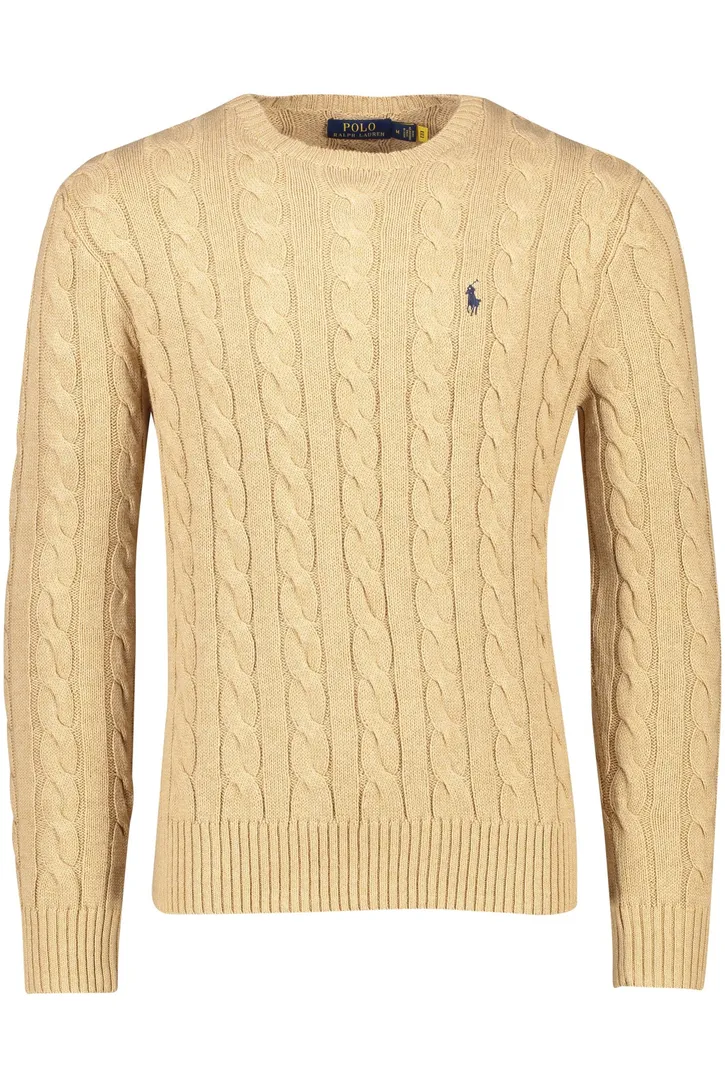 Polo Ralph Lauren trui beige effen katoen ronde hals