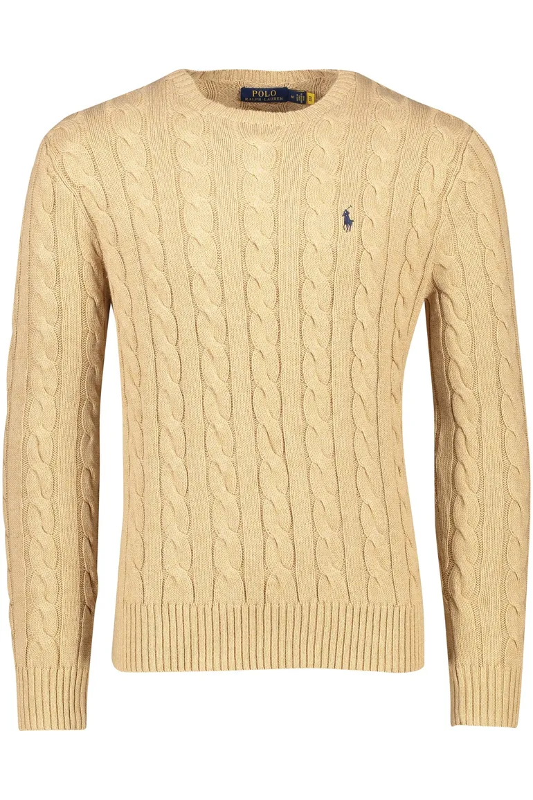 Polo Ralph Lauren trui ronde hals beige effen katoen