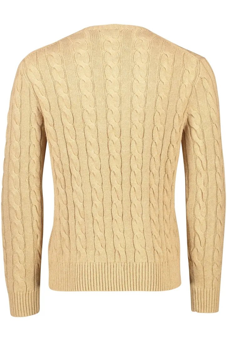 Polo Ralph Lauren trui beige effen katoen ronde hals