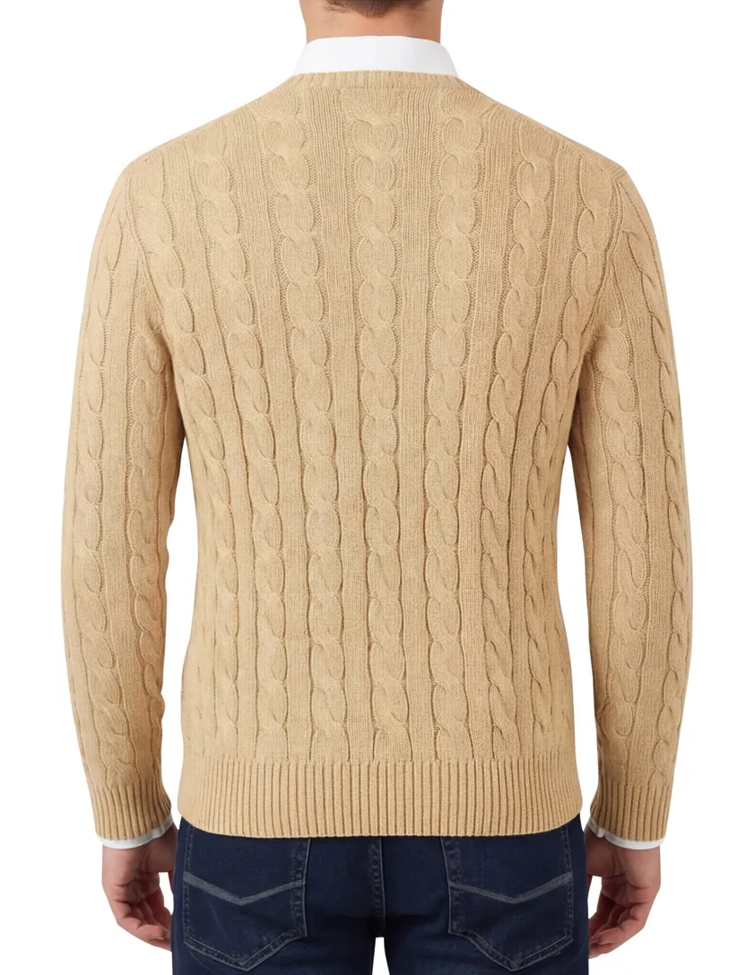 Polo Ralph Lauren trui beige effen katoen ronde hals