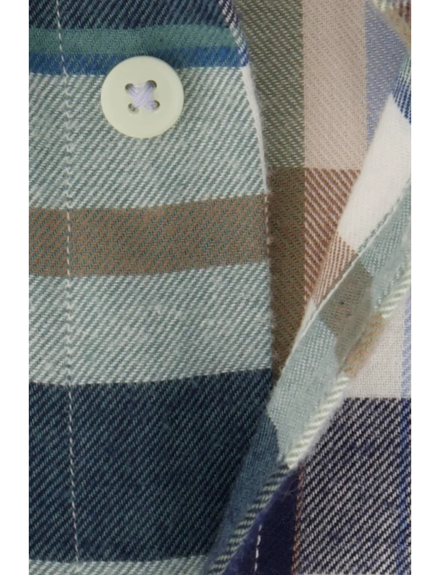 casual overhemd Giordano blauw geruit katoen wijde fit