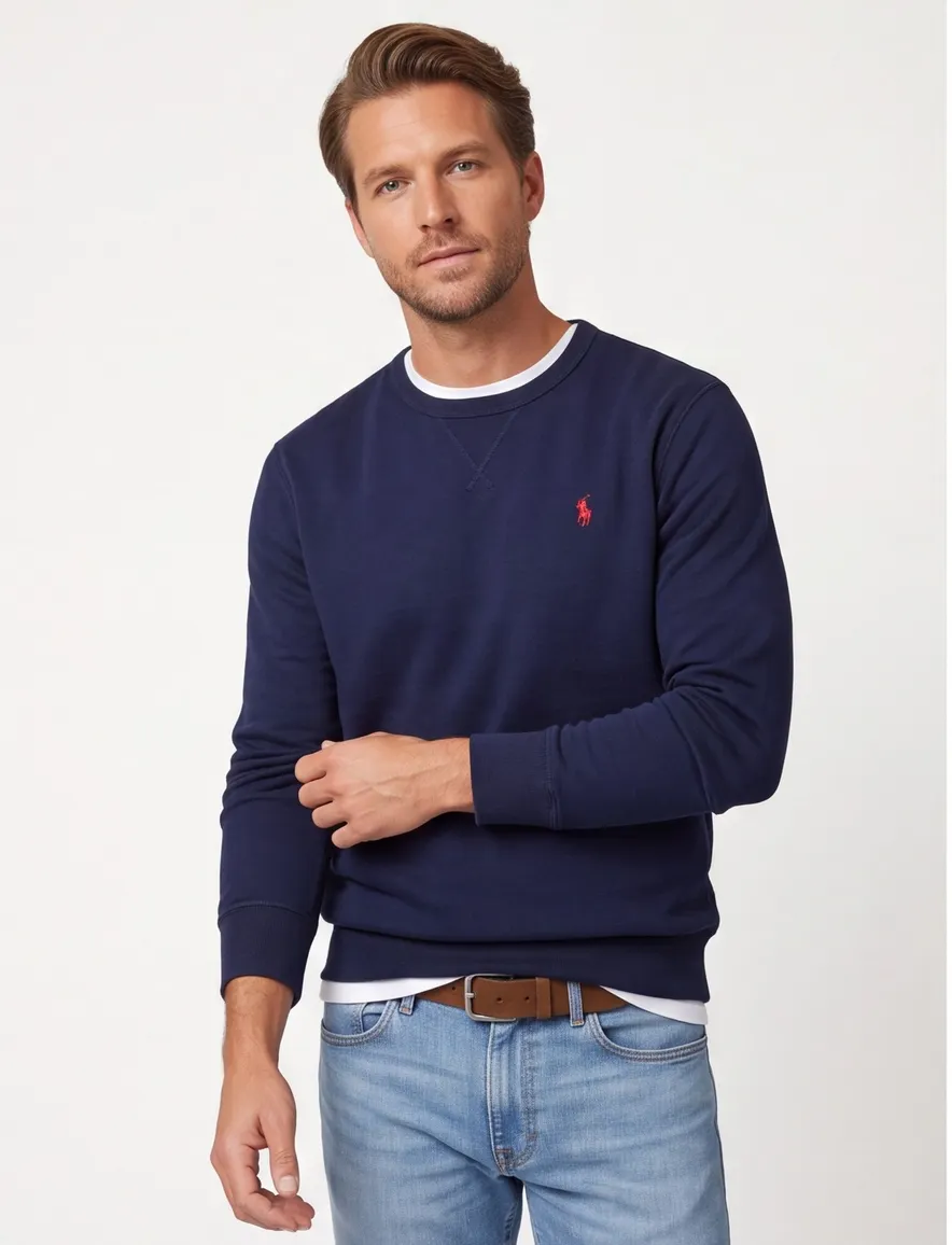 Polo Ralph Lauren trui ronde hals donkerblauw effen katoen