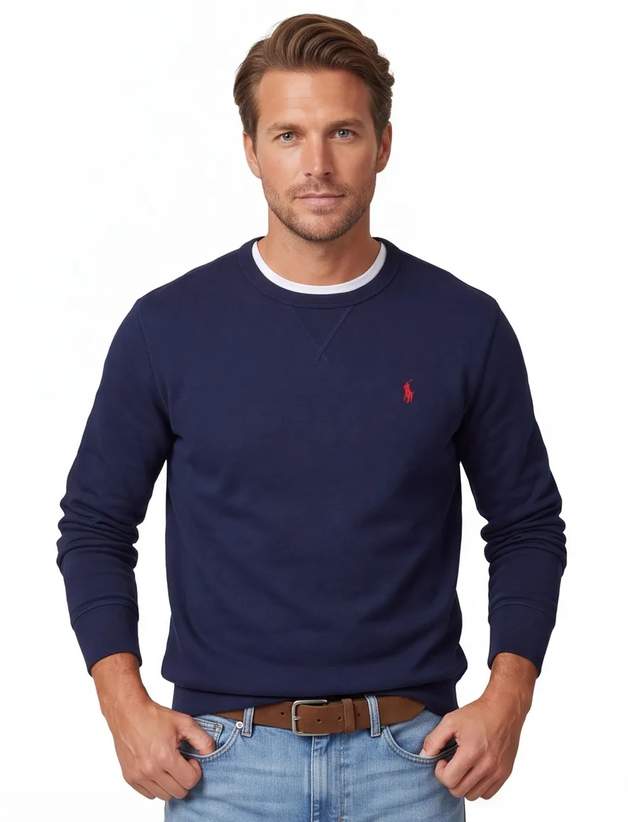Polo Ralph Lauren trui ronde hals donkerblauw effen katoen