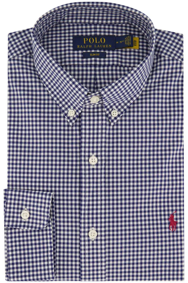 Polo Ralph Lauren casual overhemd Slim Fit blauw geruit katoen slim fit