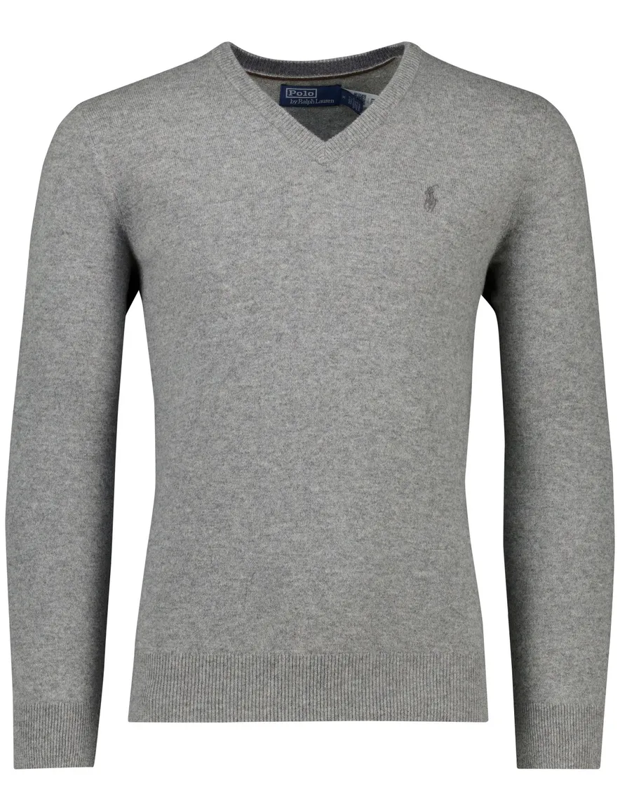 trui Polo Ralph Lauren grijs gemêleerd merinowol v-hals
