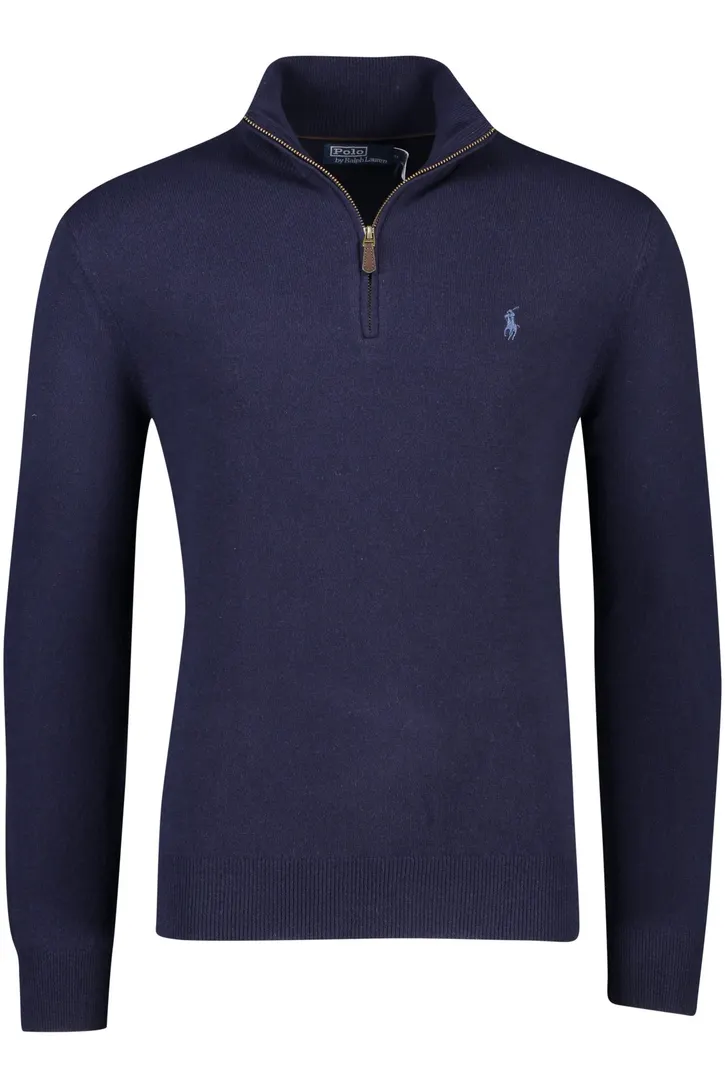 Polo Ralph Lauren trui donkerblauw effen merinowol opstaande kraag