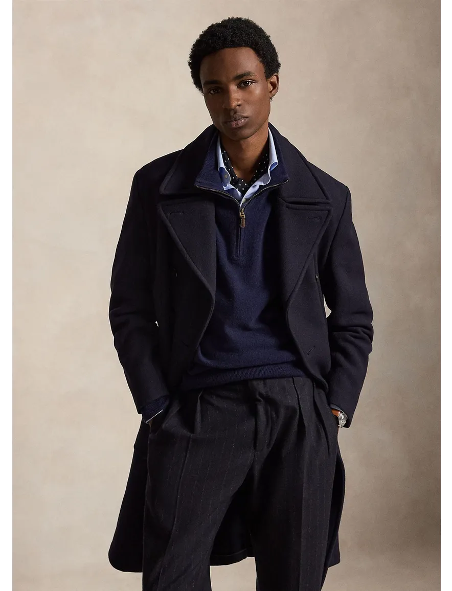 Polo Ralph Lauren trui opstaande kraag donkerblauw effen merinowol