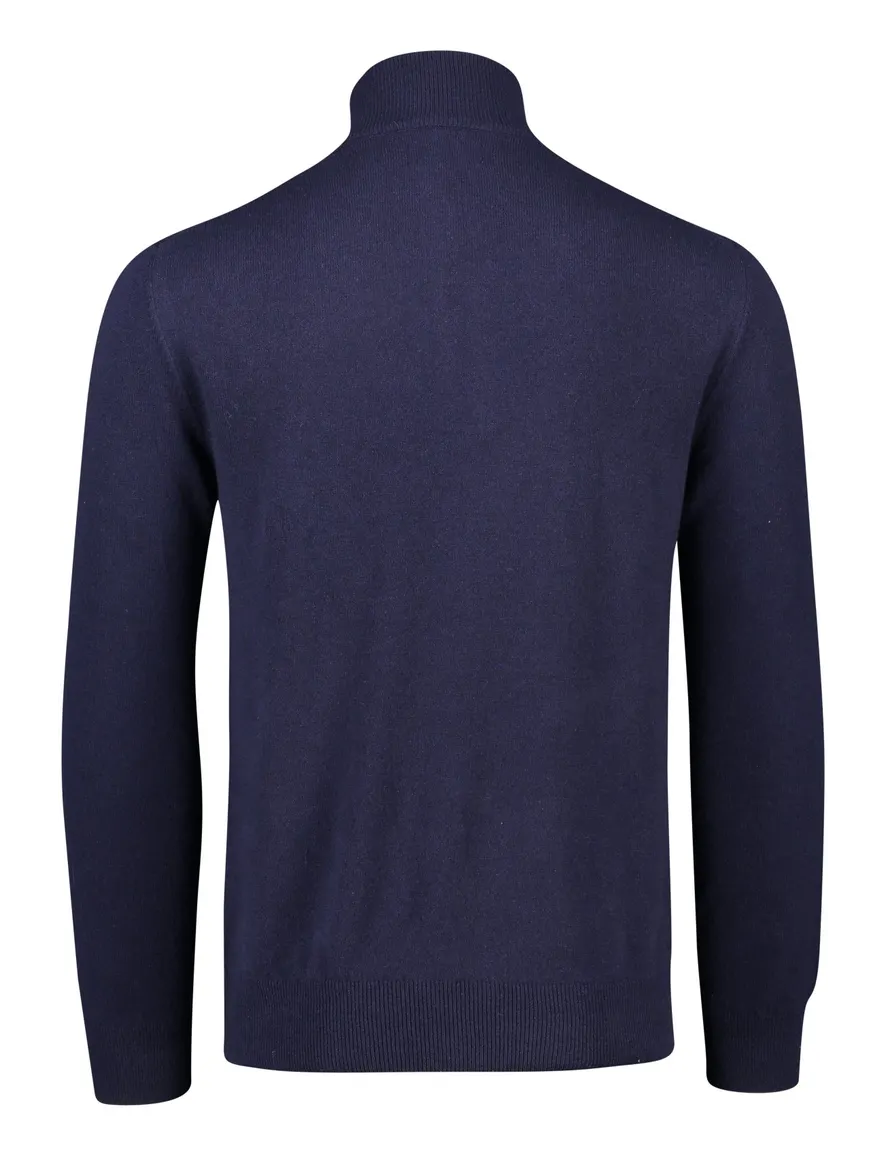 Polo Ralph Lauren trui opstaande kraag donkerblauw effen merinowol