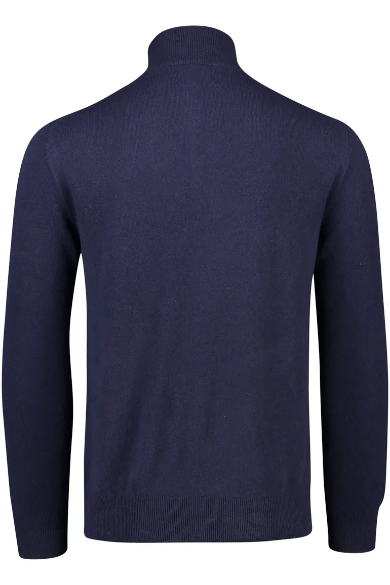 trui Polo Ralph Lauren donkerblauw effen merinowol opstaande kraag