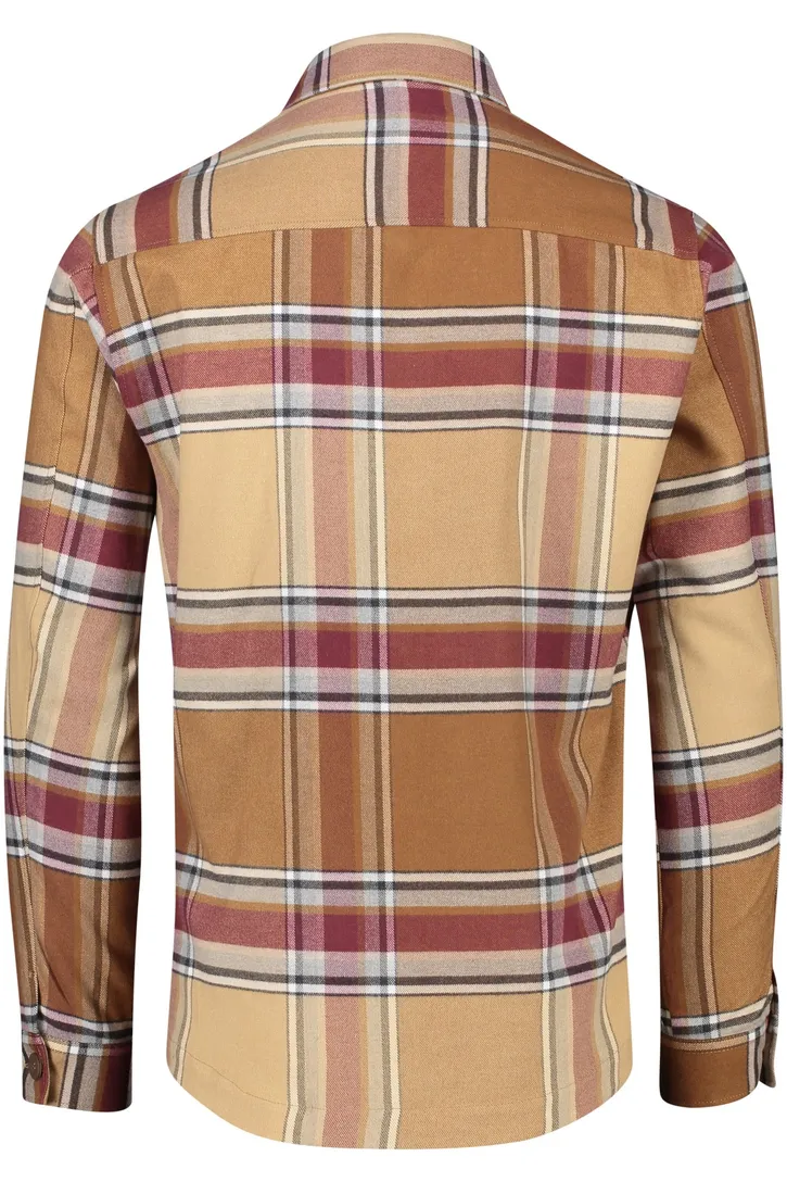 Portofino casual overhemd bruin geruit katoen overshirt