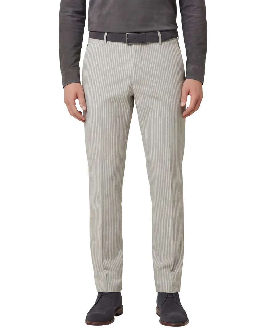 Meyer chino zand blauw gestreept Modern Fit Bonn