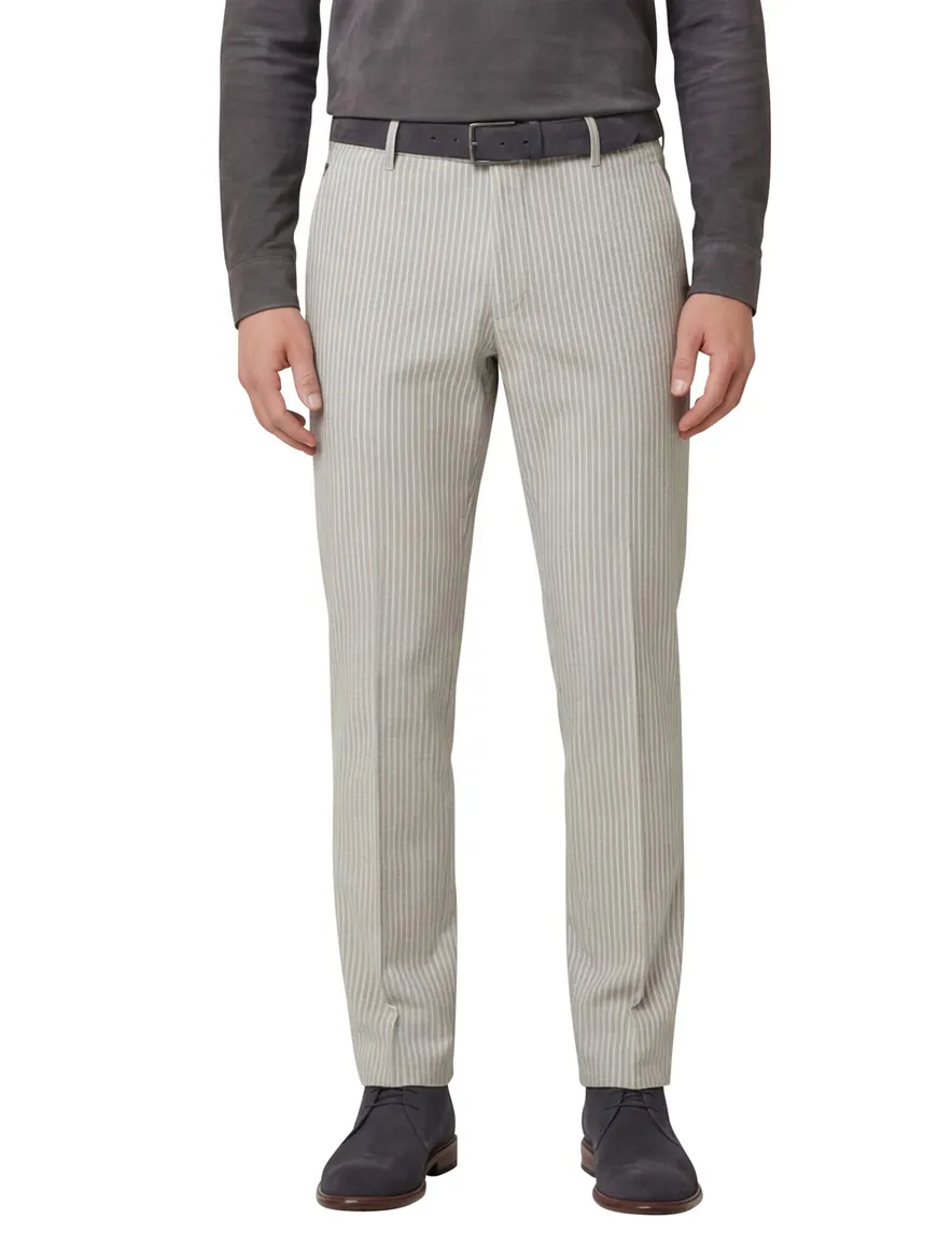 Meyer chino zand blauw gestreept Modern Fit Bonn