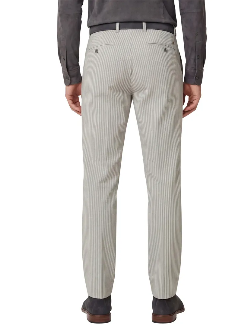 Meyer chino zand blauw gestreept Modern Fit Bonn