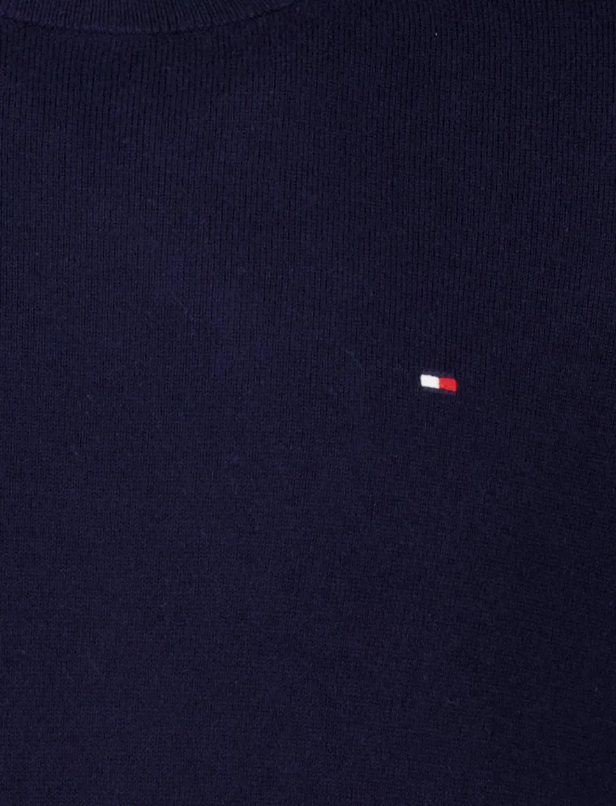 trui Tommy Hilfiger donkerblauw effen katoen ronde hals