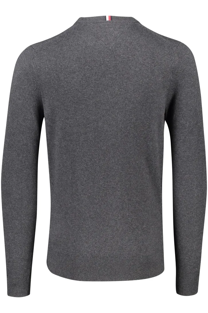 Tommy Hilfiger trui grijs gemêleerd katoen ronde hals