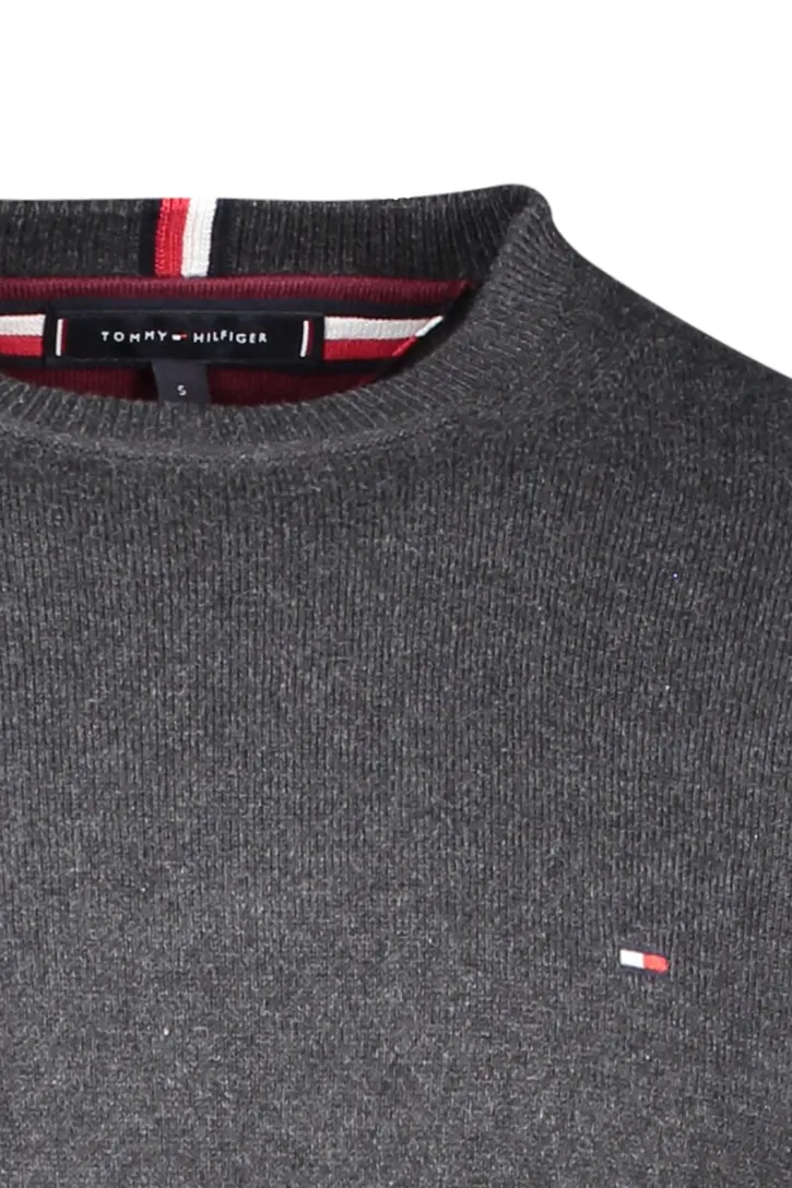 Tommy Hilfiger trui grijs gemêleerd katoen ronde hals