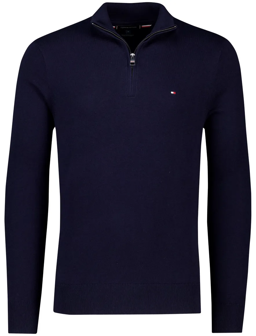 Tommy Hilfiger trui donkerblauw effen normale fit katoen