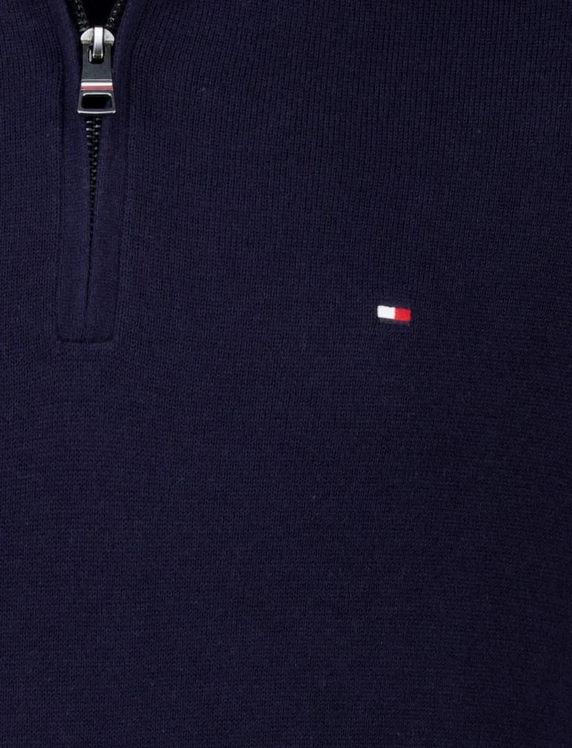 katoenen trui Tommy Hilfiger donkerblauw half zip