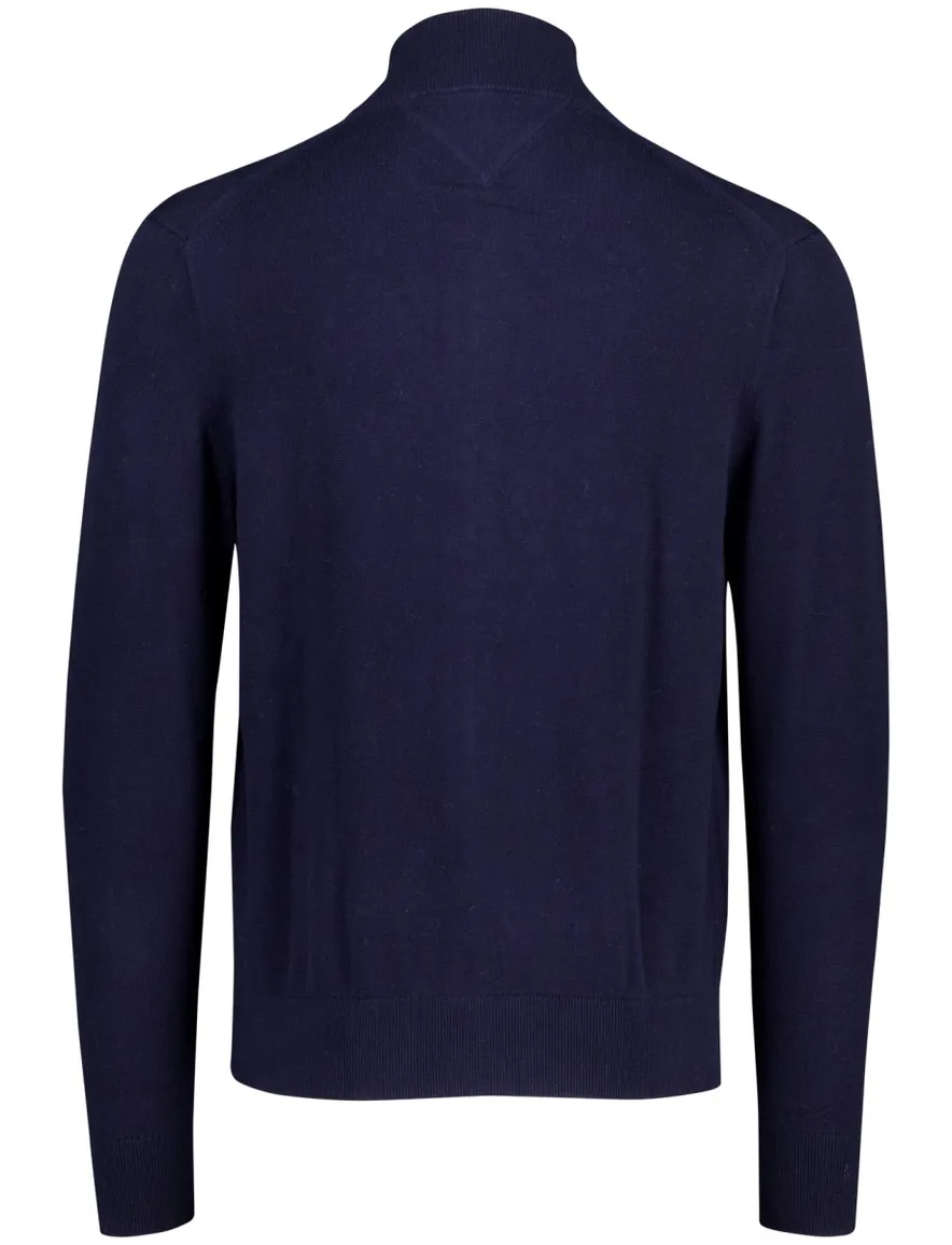 vest Tommy Hilfiger blauw effen katoen opstaande kraag rits