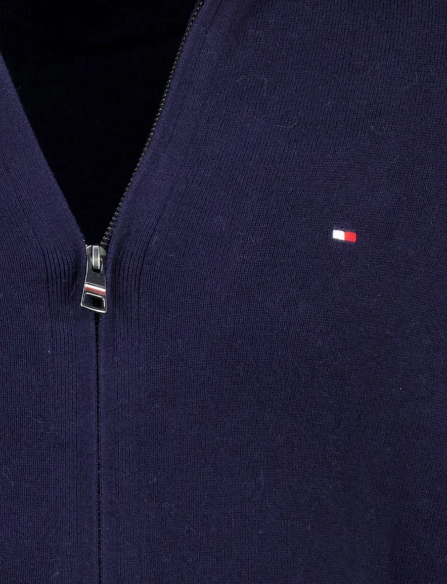 vest Tommy Hilfiger blauw effen katoen opstaande kraag rits