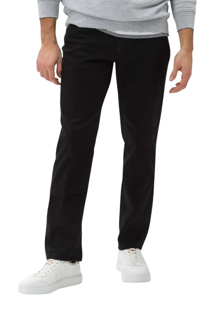 Broek Brax 5-pocket zwart effen katoen