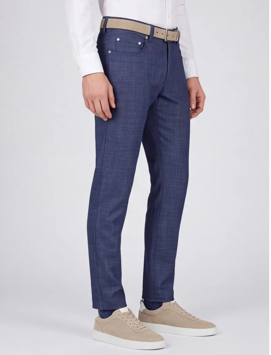 Pierre Cardin jeans Lyon navy geruit katoen