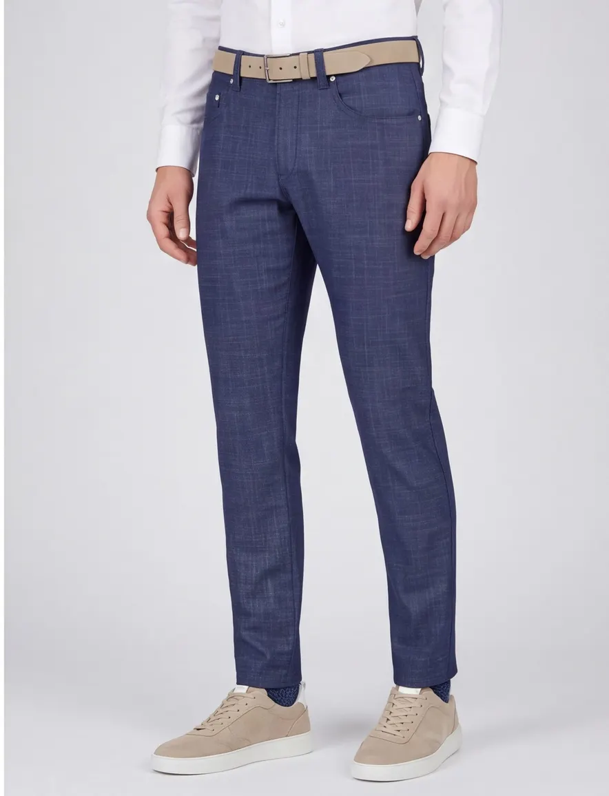 Pierre Cardin jeans Lyon navy geruit katoen