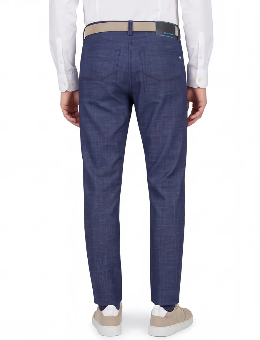 Pierre Cardin jeans Lyon navy geruit katoen