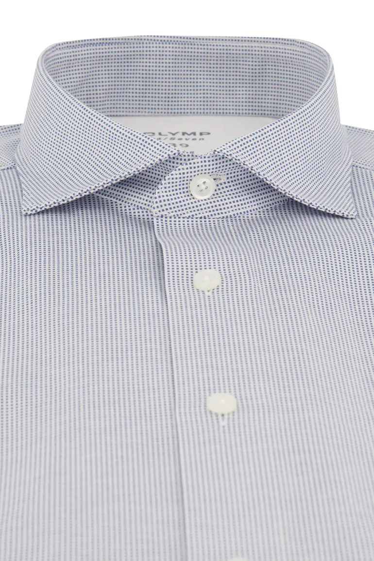 overhemd korte mouw Olymp Luxor Modern Fit blauw geprint katoen normale fit