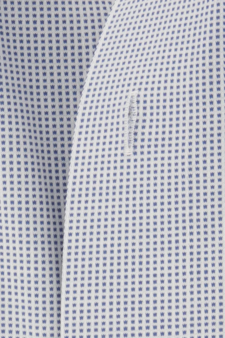 overhemd korte mouw Olymp Luxor Modern Fit blauw geprint katoen normale fit