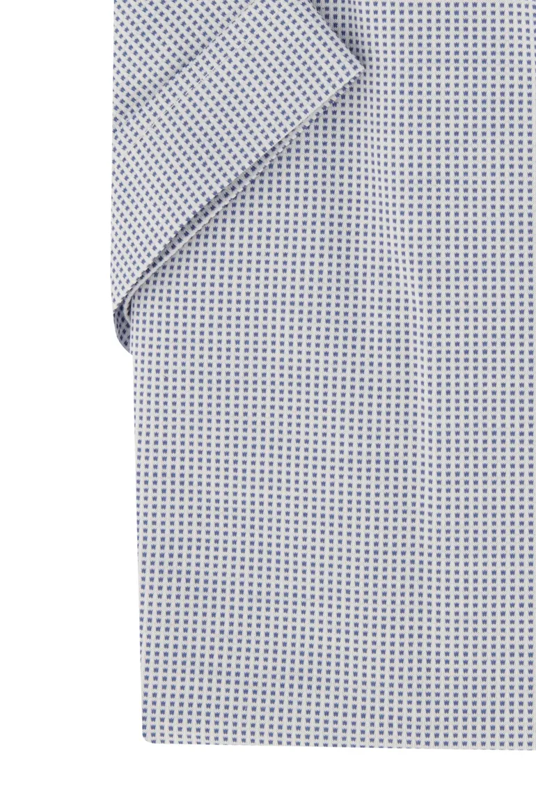 overhemd korte mouw Olymp Luxor Modern Fit blauw geprint katoen normale fit