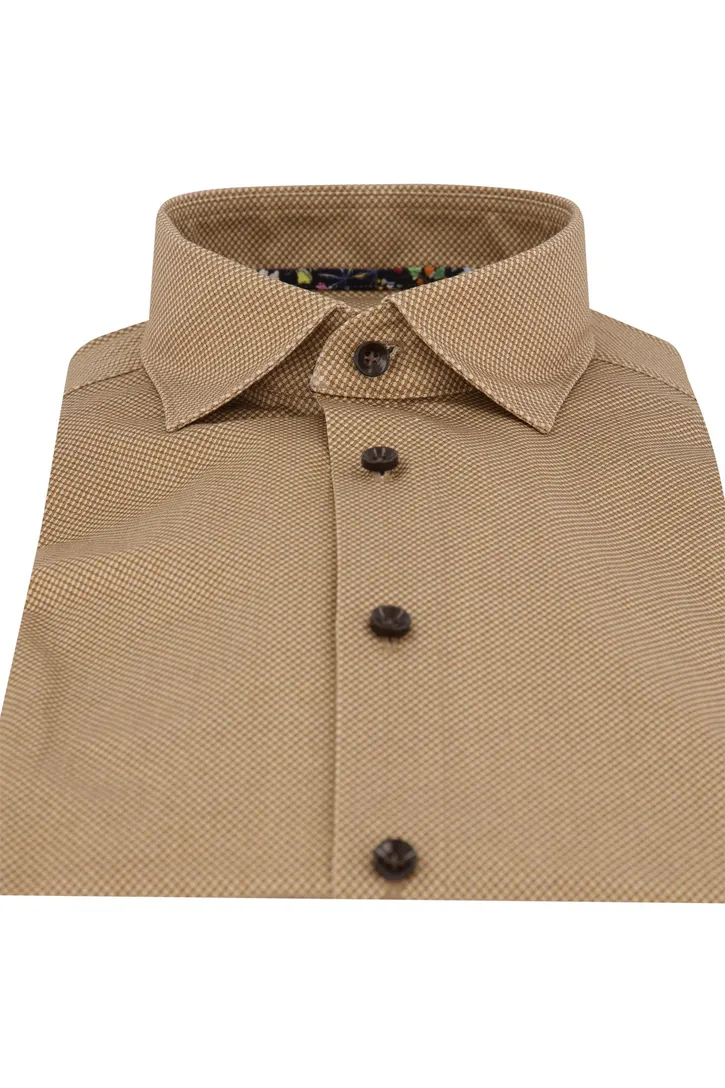 Olymp business overhemd Level Five bruin geprint katoen extra slim fit