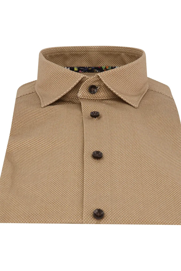 Olymp business overhemd Level Five extra slim fit bruin geprint katoen