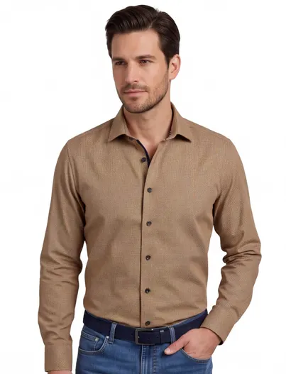 Olymp Olymp business overhemd Level Five bruin geprint katoen extra slim fit