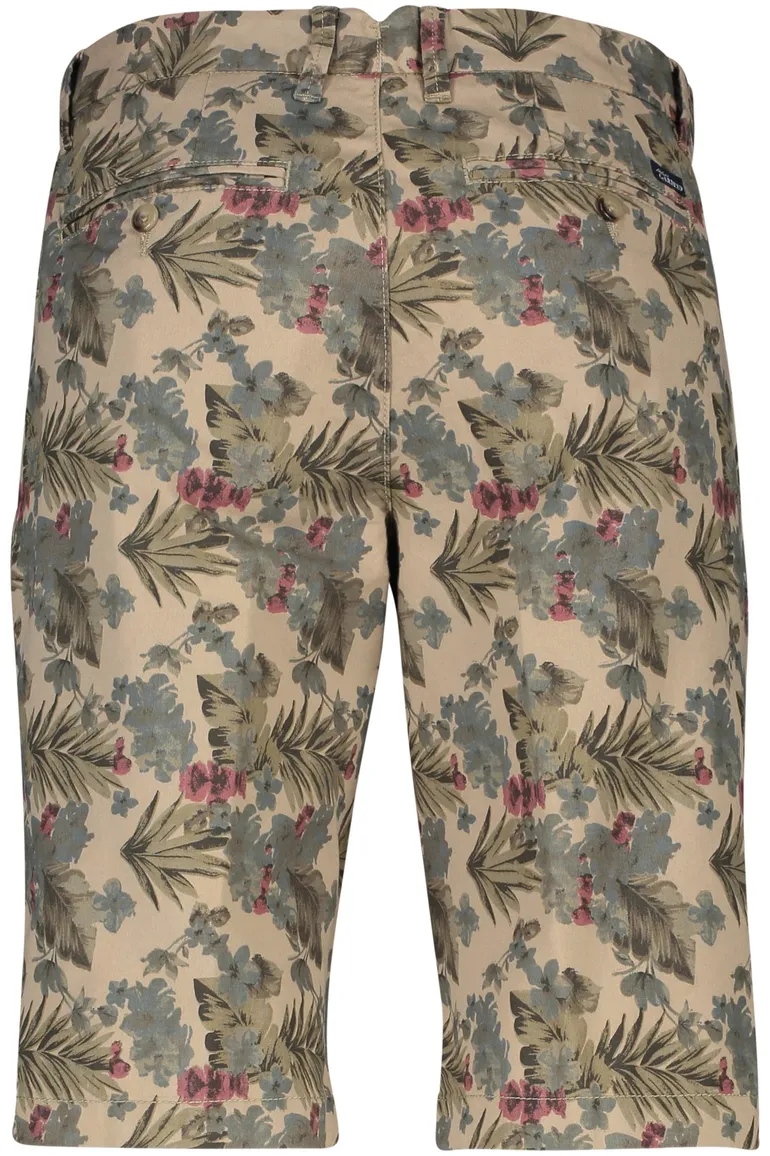 Gardeur korte broek beige geprint katoen