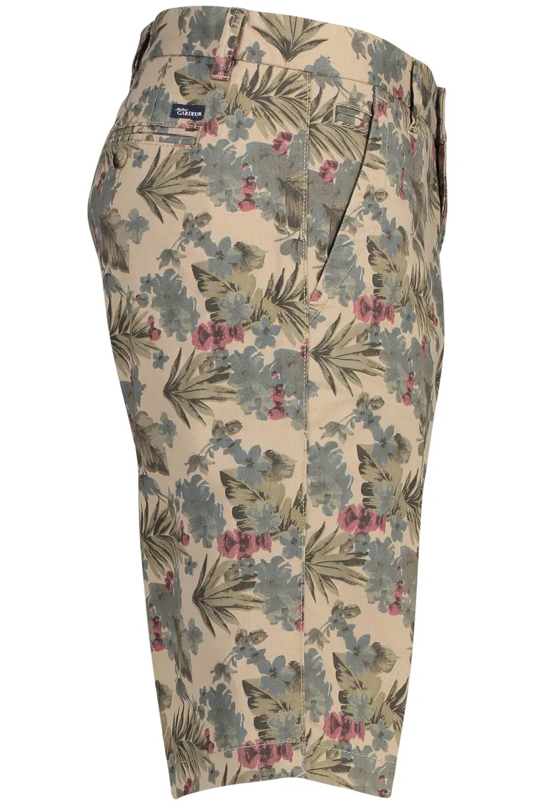 Gardeur korte broek beige geprint katoen