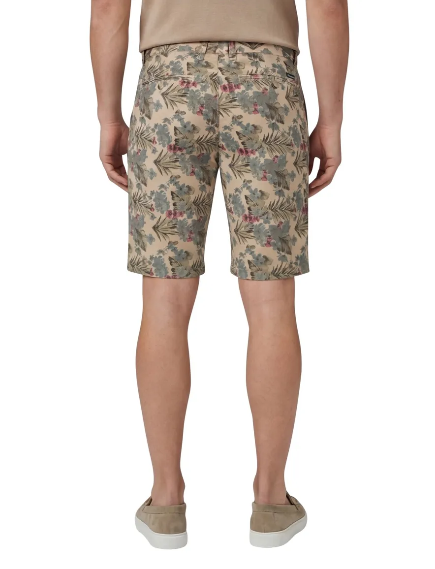 Gardeur korte broek beige geprint katoen