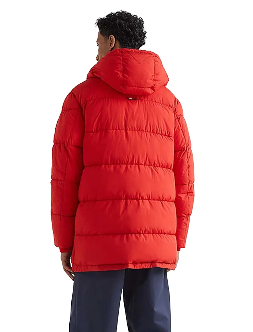 Big & Tall winterjas Tommy Hilfiger rood normale fit effen rits + knoop